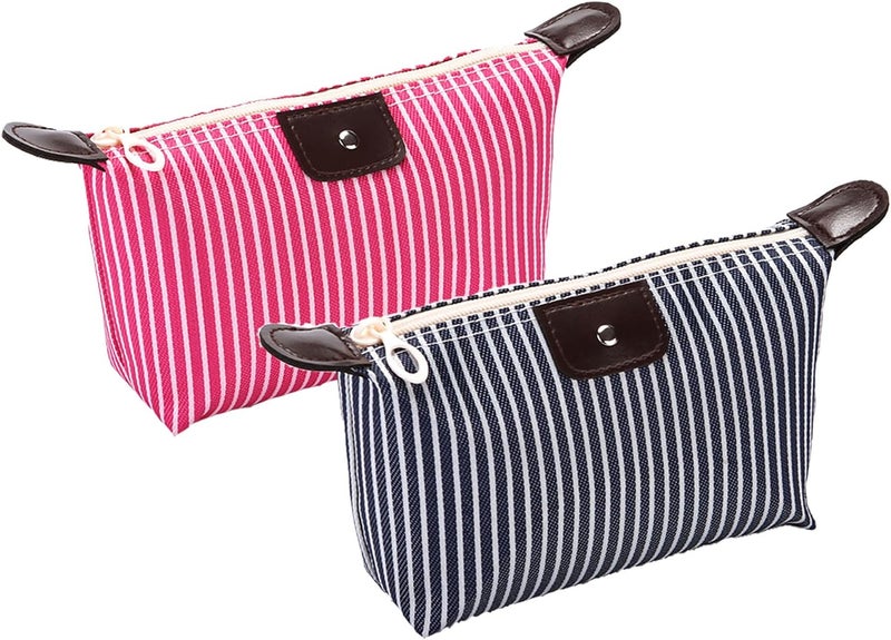 THTAJ 2 Pack Make Up Bag for Traveling,Preppy make up bag,Toiletry Bag,Nylon Cosmetic Bag,Light Pink Makeup Bag,Skin Care Bag，Tiny Makeup Bag - Image 1